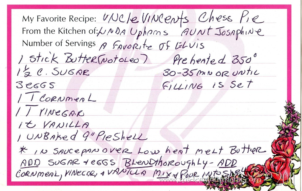 Uncle Vincent’s Chess Pie – Too Good Tuesdays