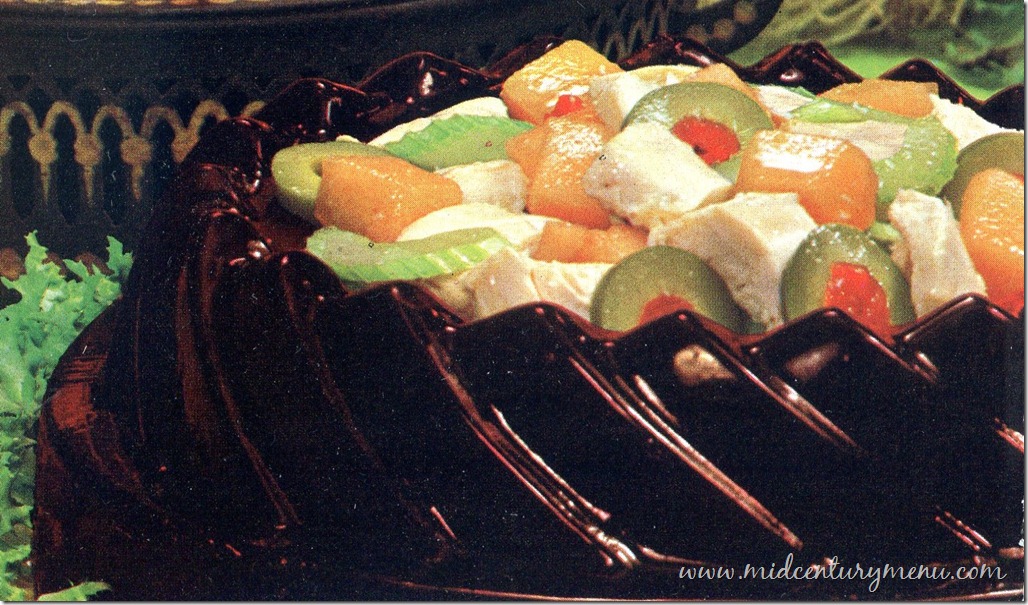 Chicken Peach Salad in A Grape Juice Ring – 1968