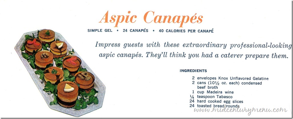 Aspic Canapés – 1963