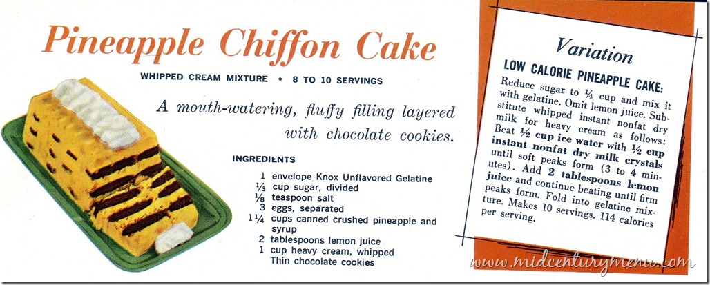 Pineapple Chiffon Cake – 1963