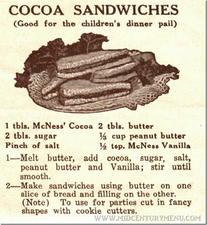 Cocoa Sandwiches New Cocoa Recipes 1925 Cocoa Sandwiches New Cocoa Recipes 1925