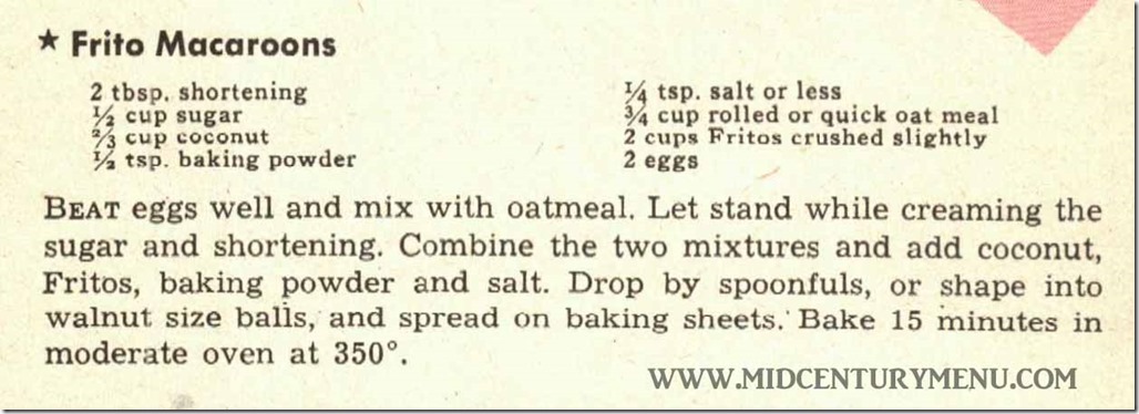 Frito Macaroons - Recipes and Menus For All Occassions, Fritos, 1947