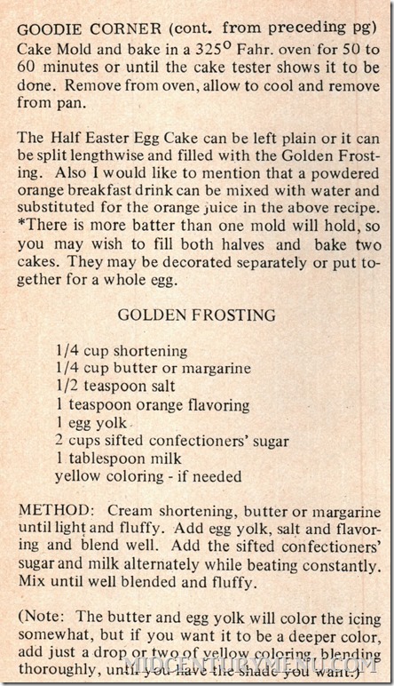 Golden Orange Cake II - Mail Box News, February 1966